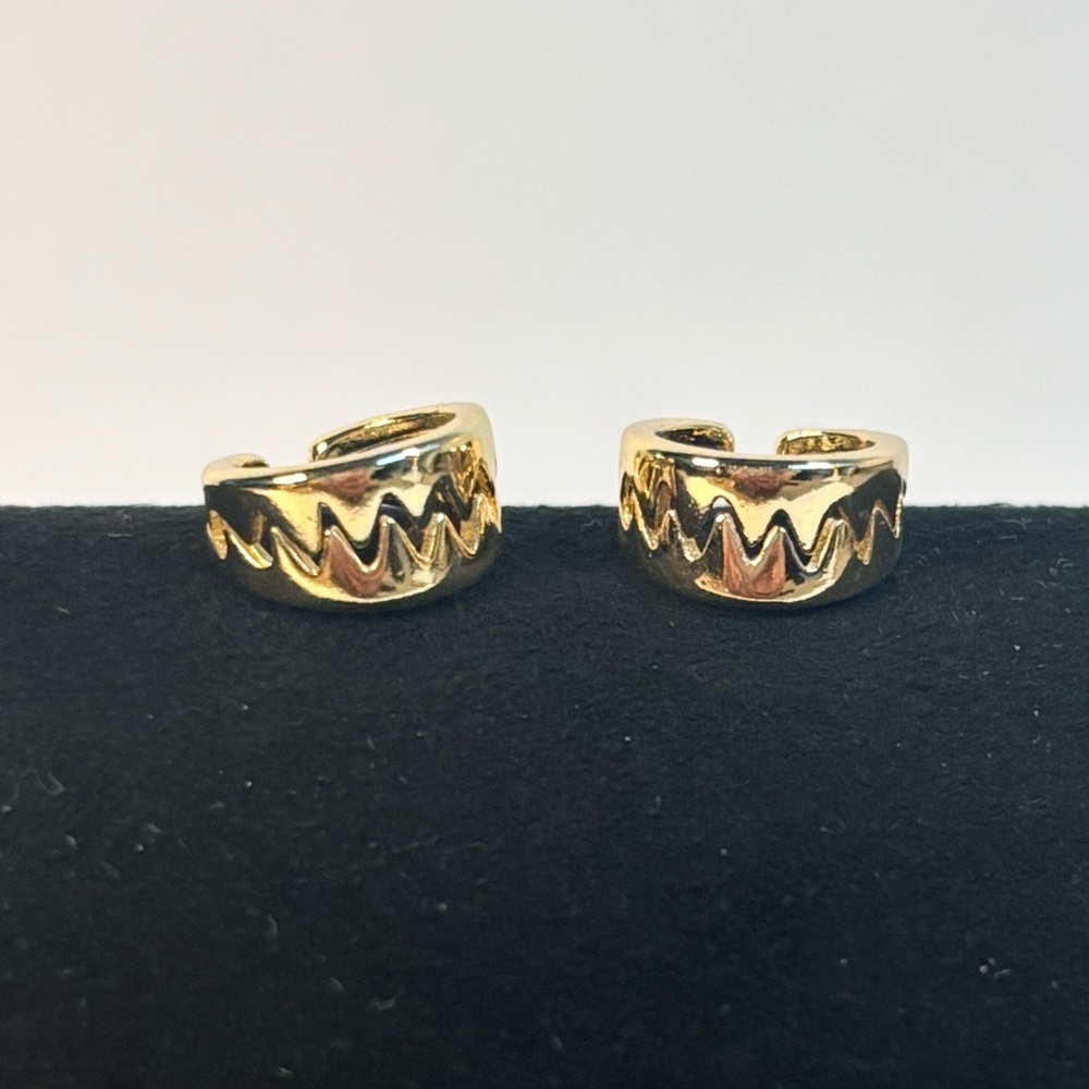 18k Yellow gold-plated “chomp” (shark bite) ear cuffs (set of 2)